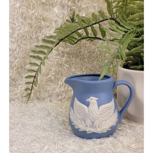 Vintage Powder Blue Wedgwood Jasperware Creamer Pitcher - Picture 14 of 15